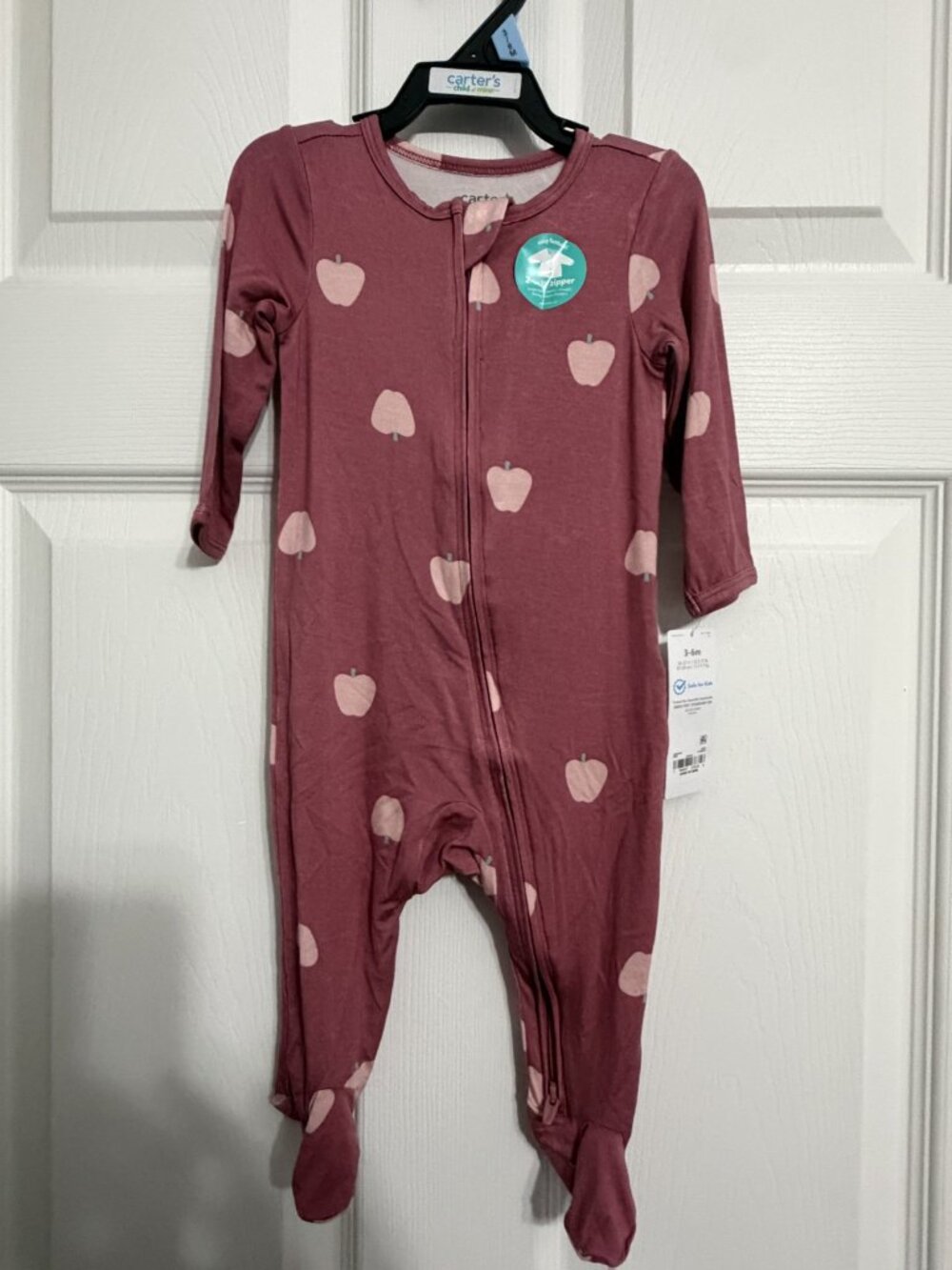 NWT Carter's Child of Mine Baby Footed Sleeper Apple Print 3-6M